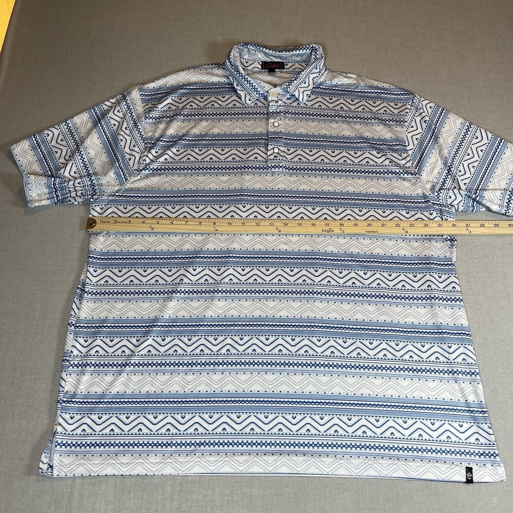 Rafter C Polo Shirt Mens 2XL Blue Southwestern Aztec Stretch Pearl Snap Western - Picture 7 of 7